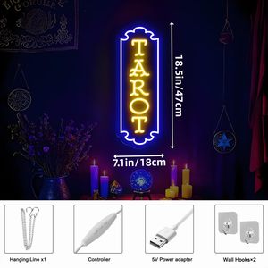 Insegna al Neon Tarocchi: Stile Mistico e Spirituale, Perfetta per Divinatori, Appassionati di Tarocchi e Negozi di Tarocchi, Insegne al Neon per Psichici - Product Image 3