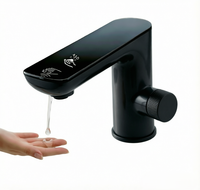 Distributeur de savon intelligent 2-en-1 avec capteur, finition dorée de couleur personnalisée, affichage numérique LED |   Mitigeur de lavabo monotrou sans contact