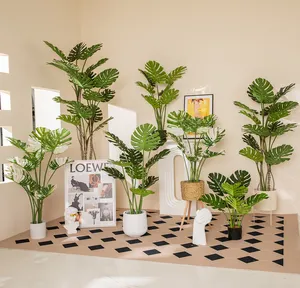 Sıcak satış yapay monstera yapraklar bitkiler plastik monstera bonsai ofis ev dekorasyon için
