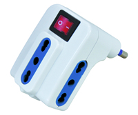 Adaptateur multi-prises italien, prise 16A 3 pièces 10/16A, avec interrupteur