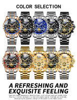 BINBOND 3103 Montres pour hommes à quartz multifonctionnelles de loisirs et d'affaires, grand cadran de 45 mm, bracelet en acier, cuir et silicone, lumineuses, ventes chaudes