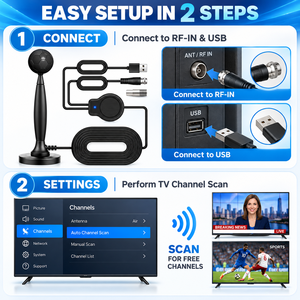 Antena de TV Digital para Interiores de 30dBi con Amplificador VHF UHF, Base Magnética, Cable de 5m para HDTV, OEM ODM, Directo de Fábrica - Product Image 4