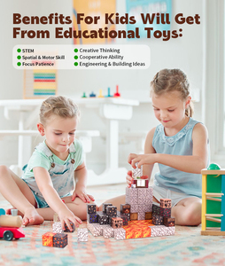 ตัวต่อแม่เหล็กเพื่อการศึกษา128ชิ้นของขวัญวันเกิดวันคริสต์มาสสำหรับเด็กหญิงและเด็กชายอายุ<span class=keywords><strong>3</strong></span> + ปี - Product Image 2