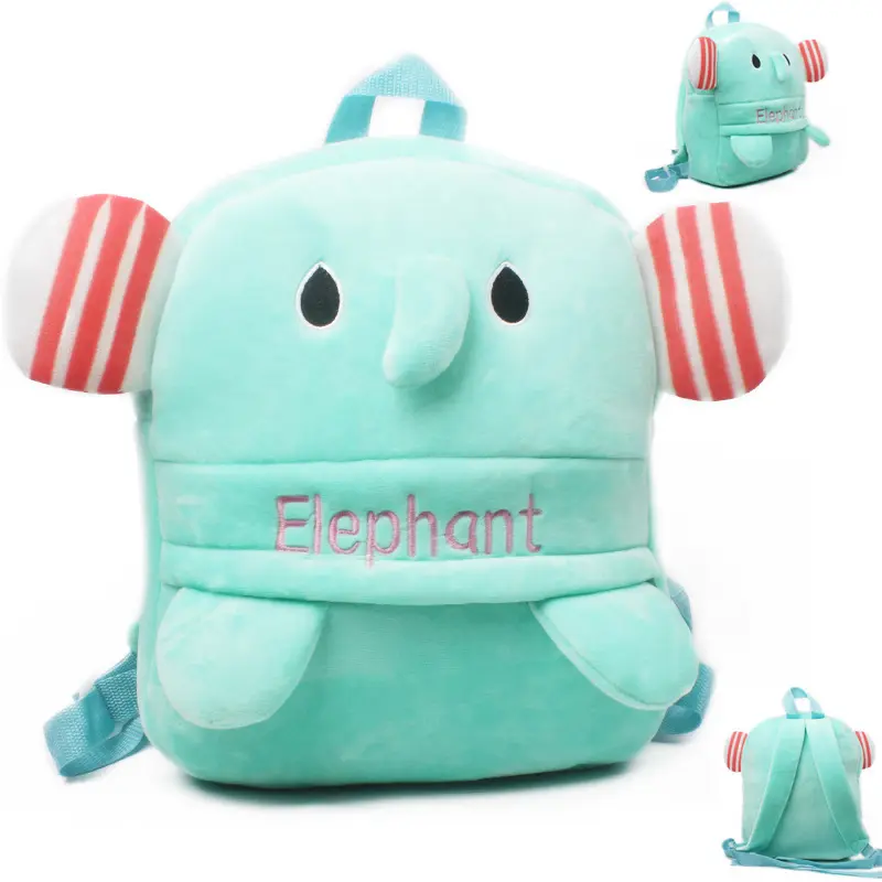 Bolsa de dibujos animados creativa de alta calidad para niños, juguete de elefante de peluche, animal, bolso escolar, venta al por mayor