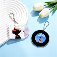 Porte-clés personnalisé en acrylique mini CD avec puce NFC NTAG, impression anime, breloque de sac en métal détachable, vente en gros