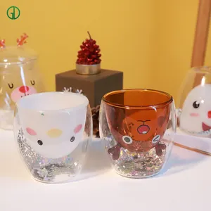 Sublimation fabrik Großhandel Elk Santa Claus Boro silikat glas Tasse Trinkglas becher Für Weihnachten