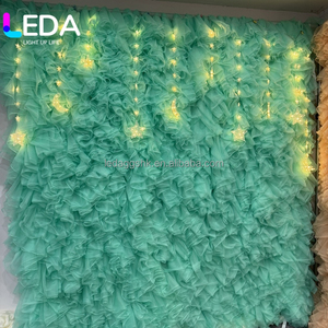ฉากหลังดอกไม้ผ้าทูลสีชมพูแบบใหม่ของ LEDA สำหรับตกแต่งงานแต่งงานและงานอีเว้นท์ - Product Image 3