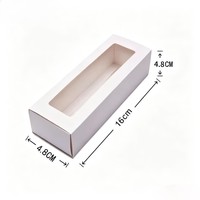 Boîte à macarons jetable en papier kraft blanc 350 g/m² de qualité alimentaire, style tiroir, avec fenêtre, auto-érectible, estampage et gaufrage, lot de 6