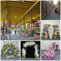 Guirlande de fleurs de table rose pour mariage/conférence, table longue, support d'arche et décoration de sol - Arrangement floral