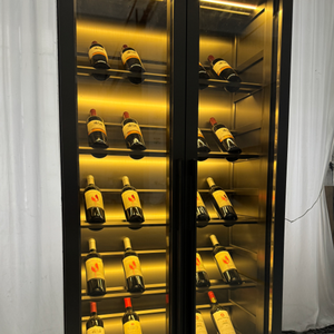 Armoire à vin de luxe en acier inoxydable doré Royal Metal, étagères multi-modules, rangement haut de gamme, température constante F-108 High - Product Image 3
