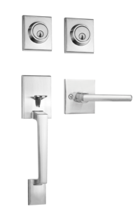 Ensemble de serrures de <span class=keywords><strong>porte</strong></span> d'entrée standard américain robuste avec poignée à levier et pêne dormant à cylindre unique en alliage de zinc, poignée à prise tubulaire - Product Image 6