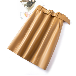 Autumn New Korean Style Women's Plus Size Natural Waist <strong>Wrap</strong> <strong>Skirt</strong> PU Breathable Lightweight Comfortable Casual Solid Woven Midi - Product Image 5