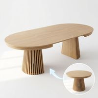 Table à manger extensible en bois de luxe, ronde à ovale, élégante, minimaliste, mobilier de salle à manger en bois massif, design moderne