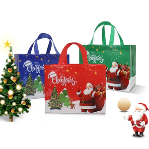 Bolsa de Regalo y Bolso de Mano Laminado No Tejido con Diseño de Papá Noel para Navidad - Product Image 1