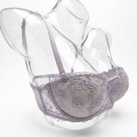 Ensemble 2 pièces de lingerie féminine sexy en dentelle brodée florale, soutien-gorge push-up et string taille basse, bretelles réglables, avec nœud, ODM