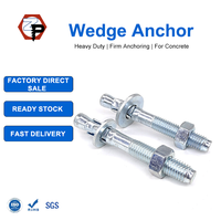 Ancre à expansion en béton, acier au carbone zingué, M6 M8 M10 M12 M14 M16, 60mm 80mm 100mm, ancre à coin galvanisée