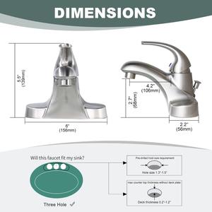 Tek kolu banyo musluk 4 inç Centerset havza lavabo bataryaları Vanity musluklar ile asansör çubuk drenaj meclisi - Product Image 5