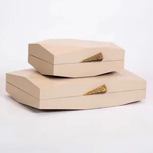 S-217Custom设计造型多边形皮革收纳盒欧式家居装饰定制漆器木制首饰盒