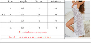 Lencería para <span class=keywords><strong>Mujer</strong></span>, Camisón Sexy con Escote Profundo en V, Camisón de Encaje con Abertura Lateral Larga, Vestido Largo de Encaje con Tanga, Conjunto de Lencería de 2 Piezas - Product Image 2