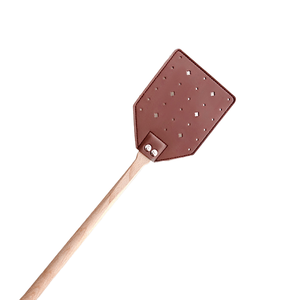 Raquette anti-mouches manuelle robuste avec logo personnalisé, en cuir long, pour le contrôle des abeilles et des nuisibles en extérieur, accessoire en bois massif - Product Image 4