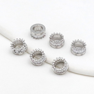 18K Gold-Plated Brass <strong>Bead</strong> Caps Zircon Through-Hole Slim-Waist Design Crystal <strong>Bracelet</strong>/Necklace DIY Jewelry Finding for Necklace - Product Image 5