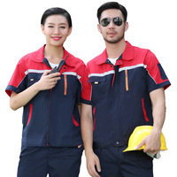 Vêtements de travail d'été respirants et durables personnalisés pour hommes et femmes Hauts de réparation automobile Pantalons de protection du travail à manches courtes