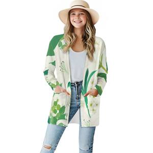 Cárdigan de manga larga para mujer Invierno Primavera Lana tejida con decoración de botones Disponible en patrones estampados de rayas sólidas - Product Image 4