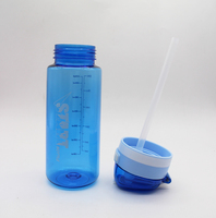 Bouteille de 650 ml (22 oz) en PC sans BPA, écologique, taille moyenne, avec marqueur de temps, paille et couvercle pop-up, design motivant, idéale pour la rentrée scolaire