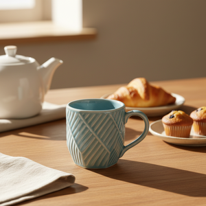 Tazas de Cerámica Personalizadas con Diseño en Relieve 3D, Color Azul Cielo, para Uso Diario en el Hogar y la Oficina - Product Image 5