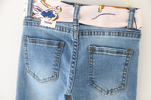 Spring Summer Girls' Comfortable Skin-Friendly <strong>Soft</strong> Slim Breathable Trendy Skinny <strong>Jeans</strong> for Kids with Ribbon - Product Image 5