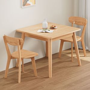 Juego de Mesa de Comedor Nórdico de Madera Maciza de 4 Piezas, Estructura Cuadrada Resistente, Muebles para Comedor - Product Image 4