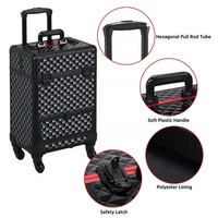 Valise trolley professionnelle pour maquillage, trousse de maquillage pour artiste maquilleur et coiffeur