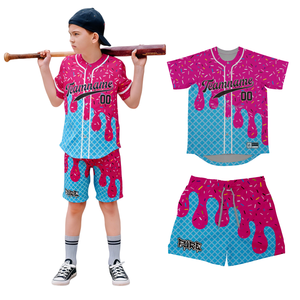 Maillots de baseball personnalisés pour jeunes Tops Ice Creamm Chemises et shorts de baseball pour enfants Uniformes de baseball et de softball sublimés - Product Image 1