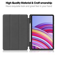 Étui à rabat en cuir PU avec support pliable pour Redmi Pad Pro 12,1 pouces 2024 avec porte-stylet, coque arrière antichoc en TPU pour tablette intelligente