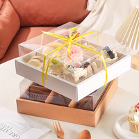Boîte à gâteau transparente en vente à l'usine, boîte d'emballage avec fenêtre, boîte à gâteau transparente avec plateau à gâteau