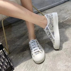 Baskets en toile à semelle épaisse brodées de la marque D-Brand, de luxe et de créateur, mocassins décontractés à imprimé lettres, chaussures de skate style preppy en peau de mouton - Product Image 1