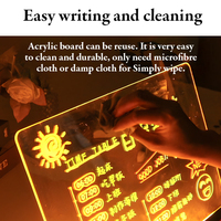 Tableau effaçable à sec LED rechargeable, mini carré, blanc chaud, avec contrôle tactile, réglable en hauteur, en acrylique – Tendance