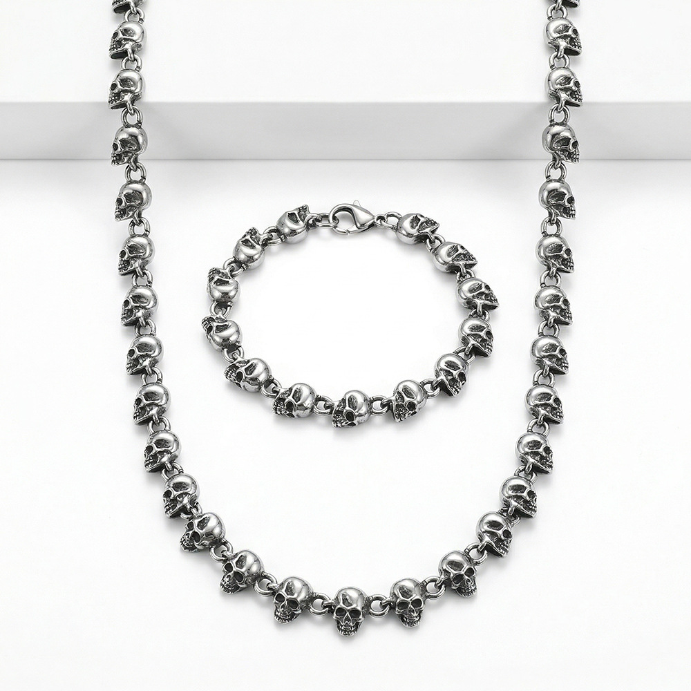 Heavy industry skull necklace bracelet