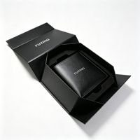 Boîte de présentation magnétique pliable de luxe personnalisée, grande taille, noir classique, papier rigide épais de 2 mm pour sac en cuir