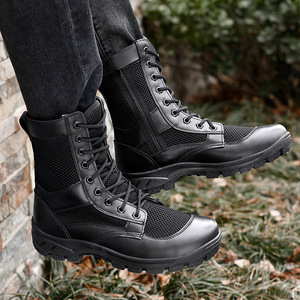 Men Mesh Zipper Work Boots <b>Round</b> Toe Low Heel Breathable Outdoor Hiking Shoes Security Guard Shoes - Product Image 2