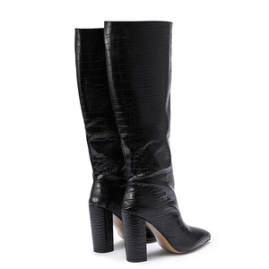 Botas Altas hasta la Rodilla con Tacón Grueso y Puntiagudo, Estilo Europeo y Americano En el invierno de 2025, las nuevas botas One Foot - Product Image 4