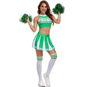 Set da Tifosa per Stadio <span class=keywords><strong>di</strong></span> Calcio, Divisa Femminile Sexy Pronta per il Gioco, Gilet con Pon Pon, Calze Lunghe, Costume da Palcoscenico in Poliestere - Product Image 4