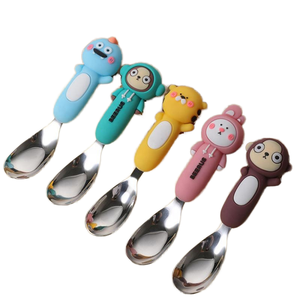 Cuillère classique en acier inoxydable 316 de qualité alimentaire plaquée or pour bébés et enfants, pour l'alimentation complémentaire - Product Image 1