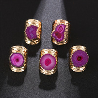 Bague ajustable pour femme, faite à la main, en agate druzy naturelle, cristal de guérison, tendance, pour cadeau