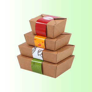 Customized Disposable Kraft Food Packaging Take Away Paper Box Custom Disposable Paper Salad Food Burger Containers