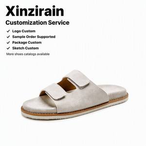 Dép da thủ công cao cấp Xinzirain, kiểu dáng thời trang quai đôi, dành cho nam nữ, kiểu Ả Rập, có khóa dán Velcro. - Product Image 1