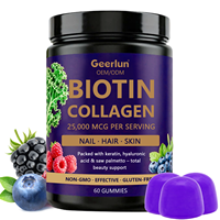 Complément alimentaire en gommes à la biotine naturelle, marque privée OEM, pour la croissance des cheveux, la santé de la peau, des cheveux et des ongles, vitamines, gommes au collagène