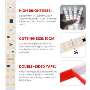 Tira de Luces LED de 220V, Impermeable, 240 LED/m, Blanco Natural Cálido, 2835, Flexible, con Diodo IC, Cinta Adhesiva - Product Image 4