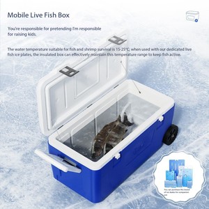 Glacière de pêche isotherme grande capacité avec poignée de transport, roues et fenêtre de visualisation pour la conservation et la congélation de la glace - Product Image 5