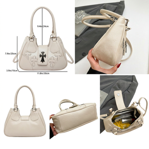 Borsa a Mano Retrò Vintage di Lusso per Donne, Geometrica, Impermeabile, Piccola Borsa a Tracolla in Pelle PU, Pochette con Tre Cinghie, Borsetta da Sottobraccio per Ragazze - Product Image 3